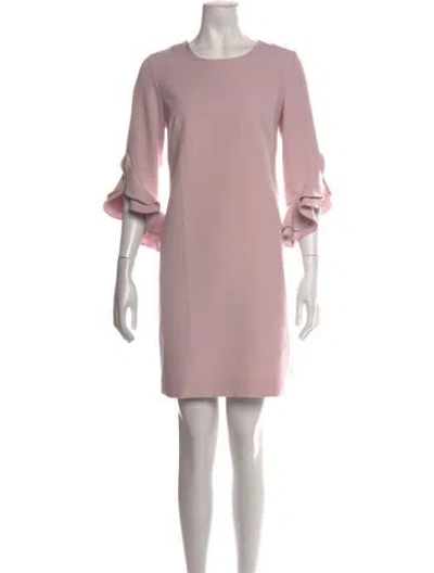 Pre-owned Milly Crew Neck Knee-length Dress In Pink