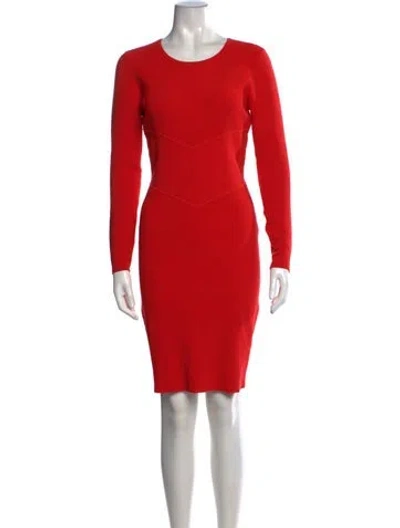 Pre-owned Milly Crew Neck Knee-length Dress In Red