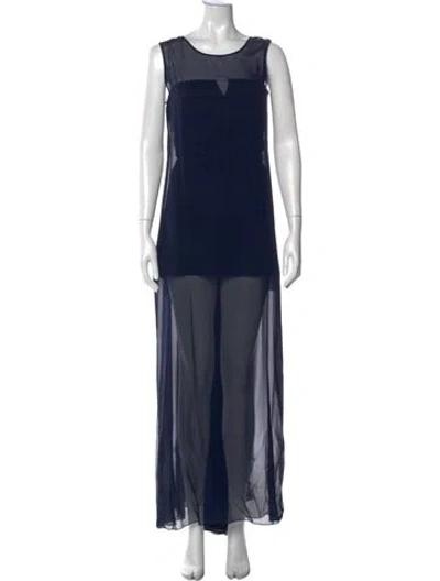 Pre-owned Milly Crew Neck Long Dress In Blue