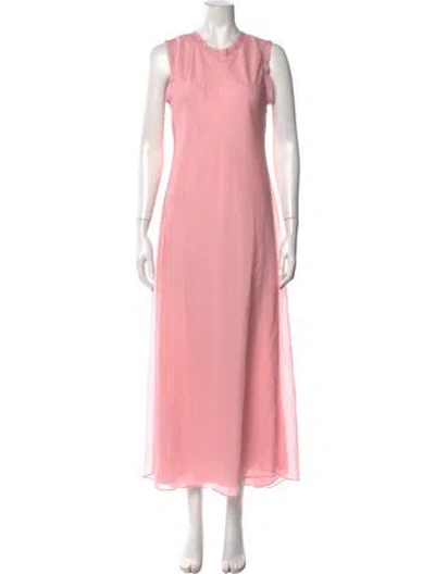 Pre-owned Milly Crew Neck Long Dress In Pink
