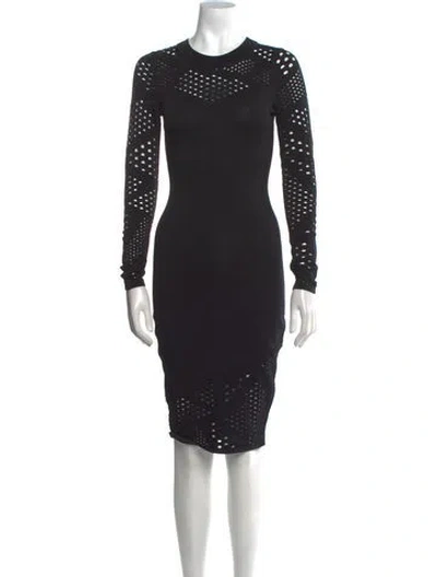 Pre-owned Milly Crew Neck Midi Length Dress In Black