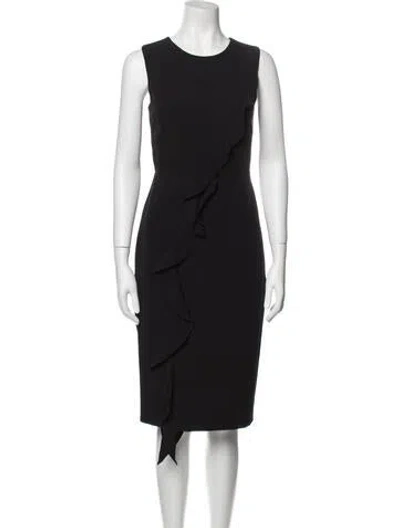 Pre-owned Milly Crew Neck Midi Length Dress In Black