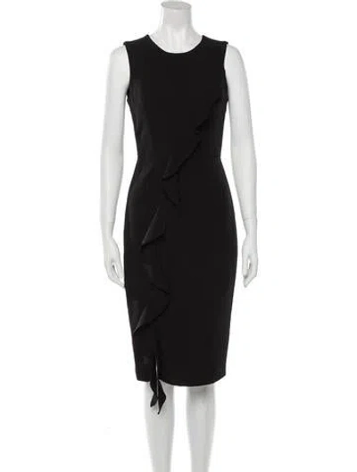 Pre-owned Milly Crew Neck Midi Length Dress In Black