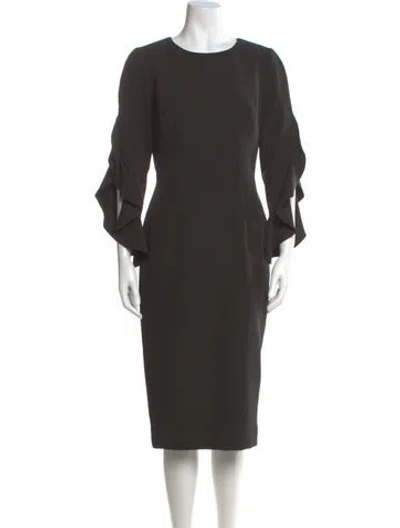 Pre-owned Milly Crew Neck Midi Length Dress In Black