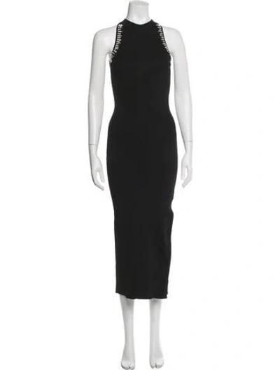 Pre-owned Milly Crew Neck Midi Length Dress In Black