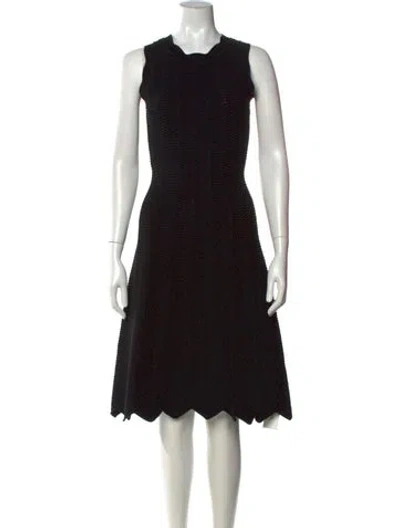 Pre-owned Milly Crew Neck Midi Length Dress In Black
