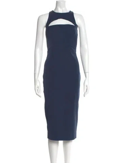 Pre-owned Milly Crew Neck Midi Length Dress In Blue
