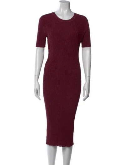 Pre-owned Milly Crew Neck Midi Length Dress In Burgundy