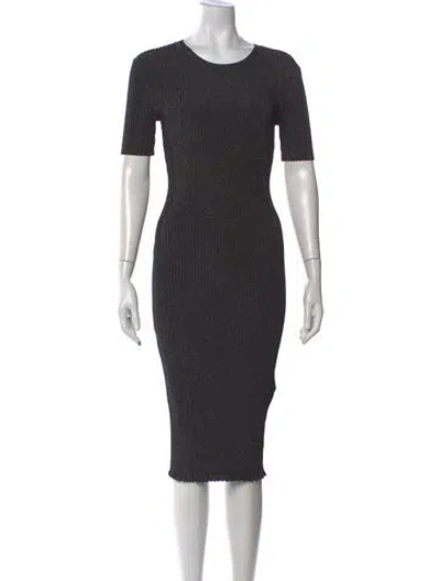Pre-owned Milly Crew Neck Midi Length Dress In Gray