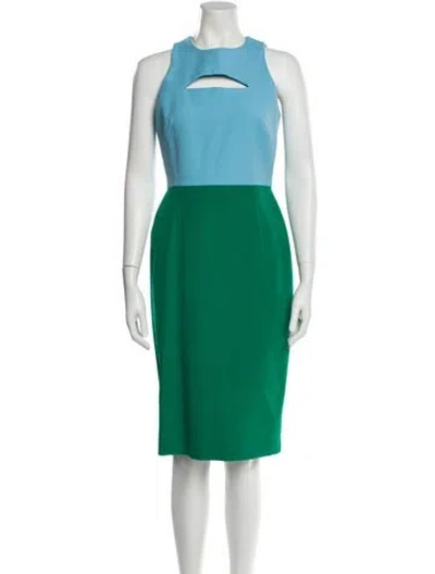 Pre-owned Milly Crew Neck Midi Length Dress In Multi