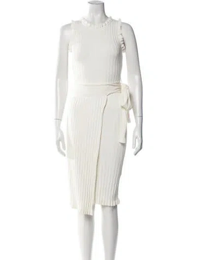 Pre-owned Milly Crew Neck Midi Length Dress In Neutral