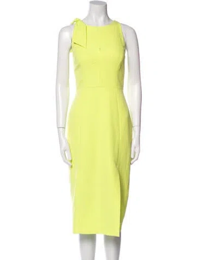 Pre-owned Milly Crew Neck Midi Length Dress In Yellow