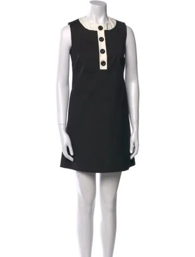 Pre-owned Milly Crew Neck Mini Dress In Black