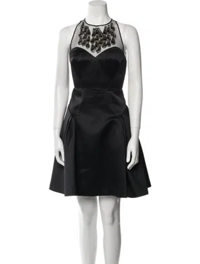 Pre-owned Milly Crew Neck Mini Dress In Black