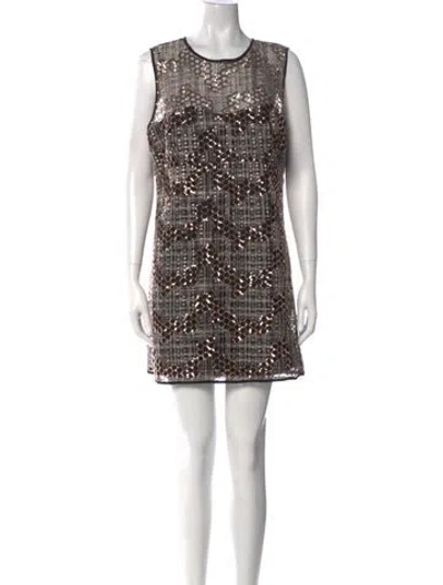 Pre-owned Milly Crew Neck Mini Dress In Black