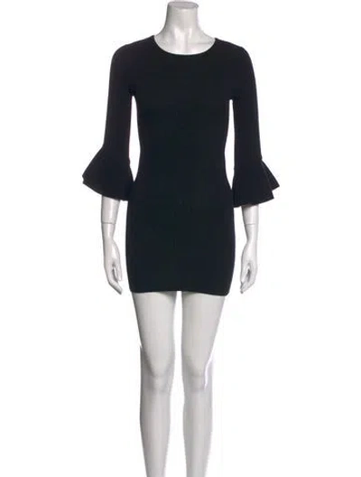 Pre-owned Milly Crew Neck Mini Dress In Black