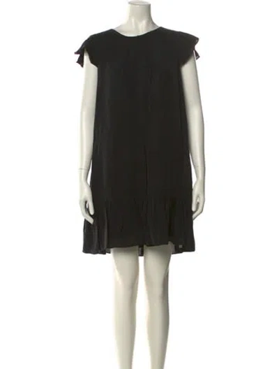 Pre-owned Milly Crew Neck Mini Dress In Black