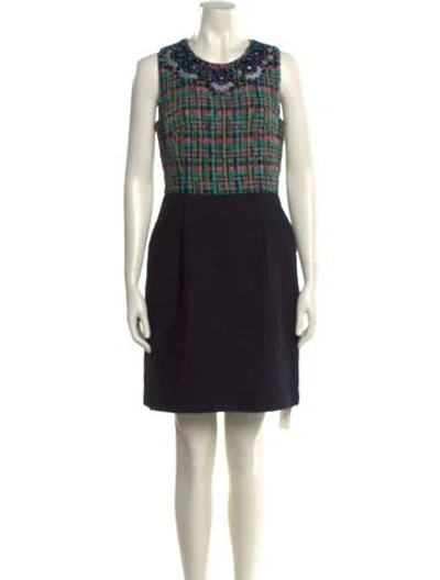 Pre-owned Milly Crew Neck Mini Dress In Black