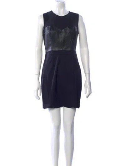 Pre-owned Milly Crew Neck Mini Dress In Black