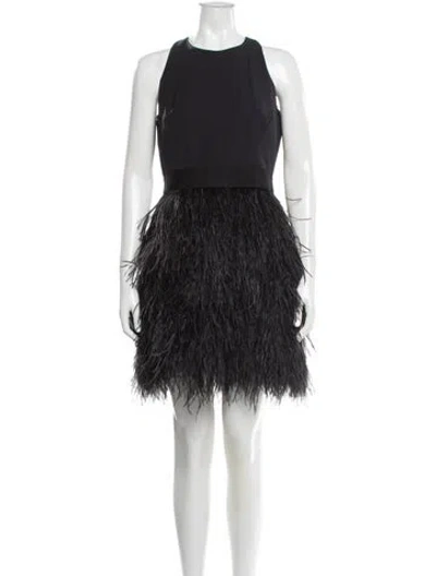Pre-owned Milly Crew Neck Mini Dress In Black