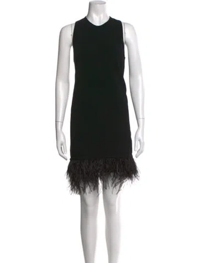 Pre-owned Milly Crew Neck Mini Dress In Black