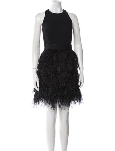 Pre-owned Milly Crew Neck Mini Dress In Black
