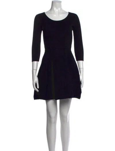 Pre-owned Milly Crew Neck Mini Dress In Black