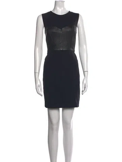 Pre-owned Milly Crew Neck Mini Dress In Black