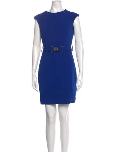 Pre-owned Milly Crew Neck Mini Dress In Blue