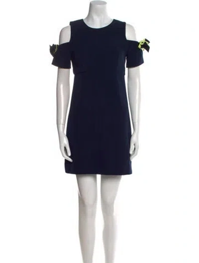 Pre-owned Milly Crew Neck Mini Dress In Blue