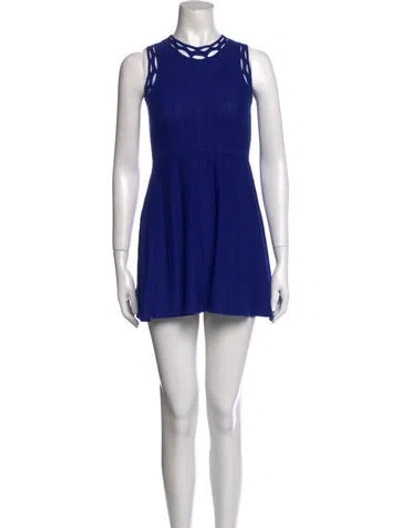 Pre-owned Milly Crew Neck Mini Dress In Blue