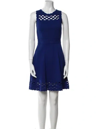 Pre-owned Milly Crew Neck Mini Dress In Blue