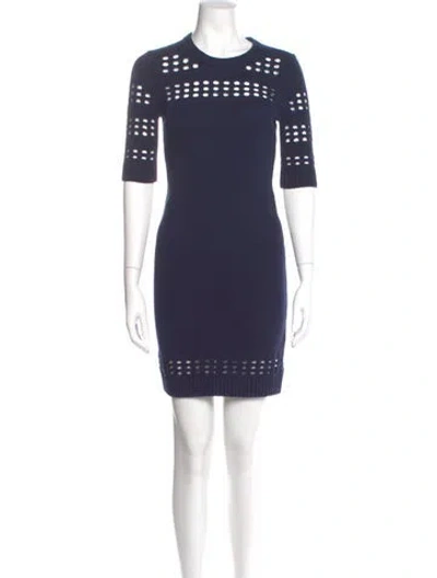 Pre-owned Milly Crew Neck Mini Dress In Blue