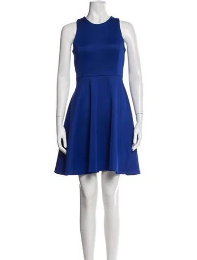 Pre-owned Milly Crew Neck Mini Dress In Blue