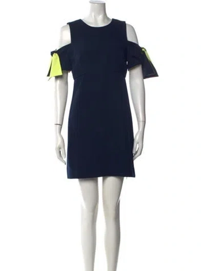 Pre-owned Milly Crew Neck Mini Dress In Blue