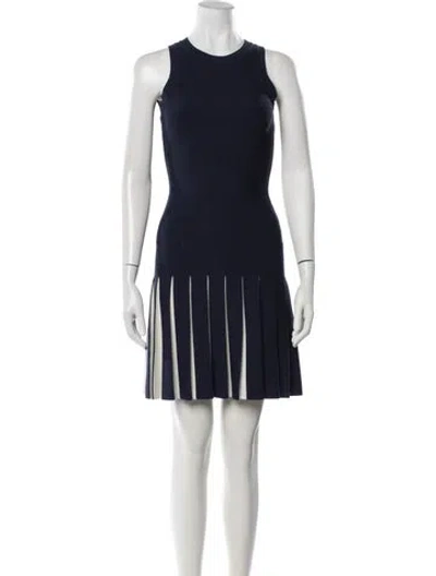 Pre-owned Milly Crew Neck Mini Dress In Blue