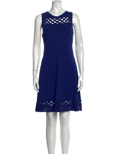 Pre-owned Milly Crew Neck Mini Dress In Blue
