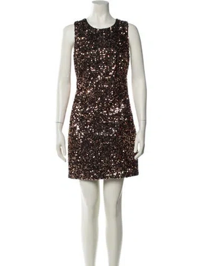 Pre-owned Milly Crew Neck Mini Dress In Brown