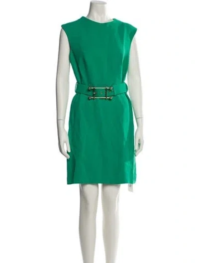 Pre-owned Milly Crew Neck Mini Dress In Green
