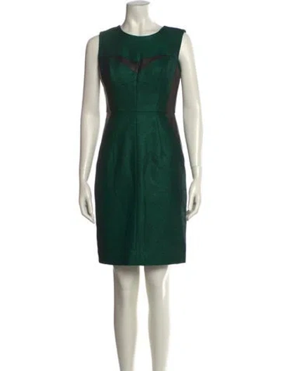 Pre-owned Milly Crew Neck Mini Dress In Green
