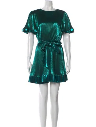 Pre-owned Milly Crew Neck Mini Dress In Green