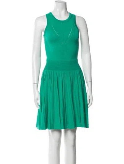 Pre-owned Milly Crew Neck Mini Dress In Green
