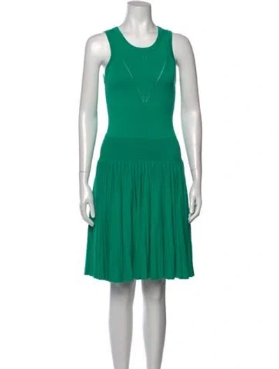 Pre-owned Milly Crew Neck Mini Dress In Green