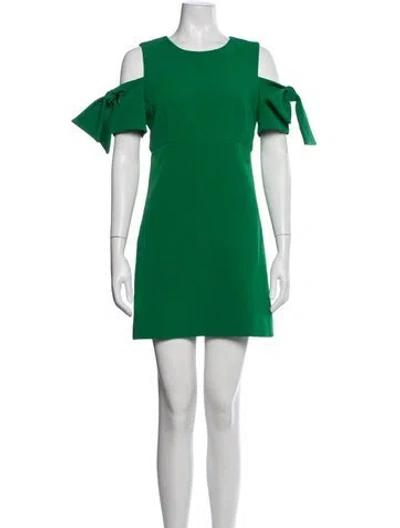 Pre-owned Milly Crew Neck Mini Dress In Green