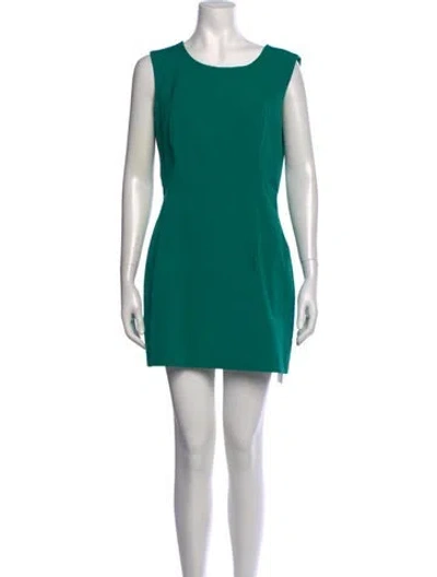 Pre-owned Milly Crew Neck Mini Dress In Green