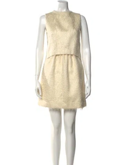 Pre-owned Milly Crew Neck Mini Dress In Neutral