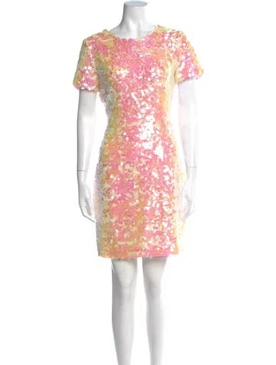 Pre-owned Milly Crew Neck Mini Dress In Pink