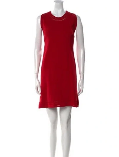 Pre-owned Milly Crew Neck Mini Dress In Red