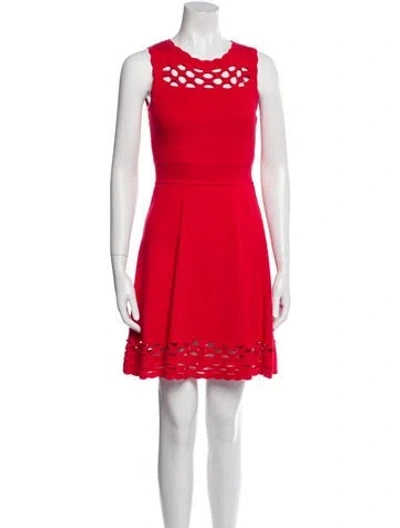 Pre-owned Milly Crew Neck Mini Dress In Red