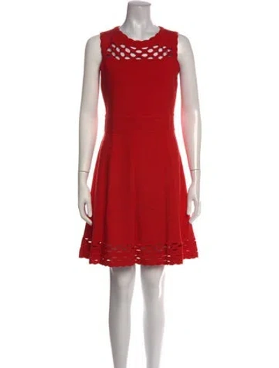 Pre-owned Milly Crew Neck Mini Dress In Red